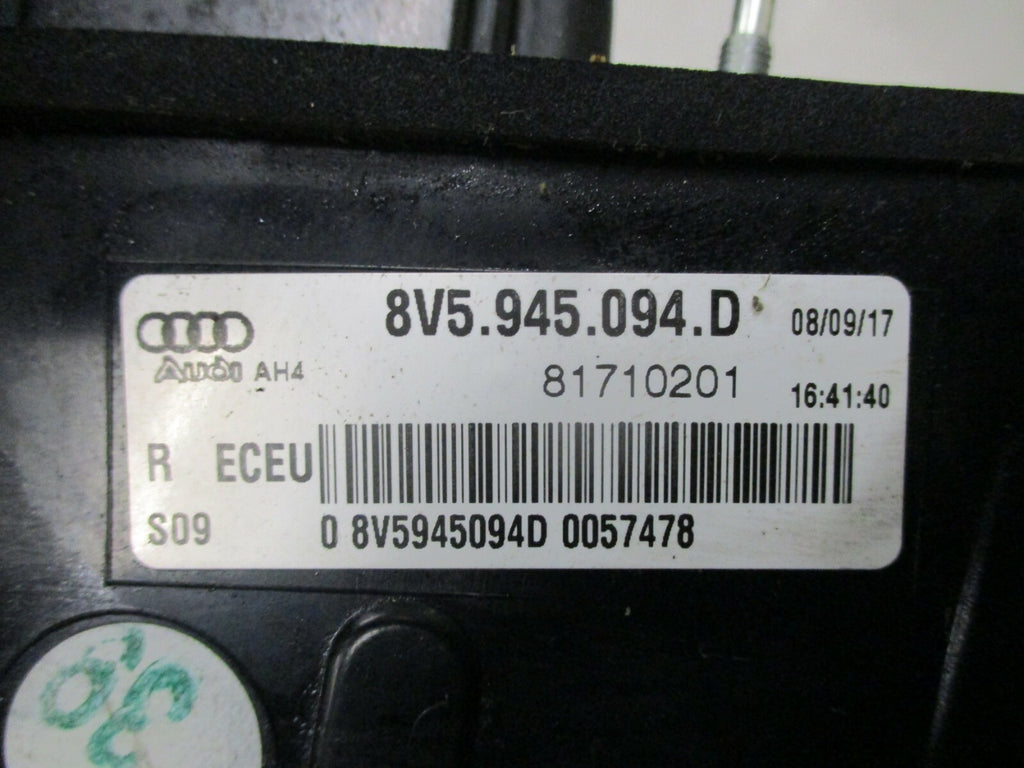 AUDI A3 8V S LINE 2017 OSR INNER DRIVER SIDE REAR BRAKE TAIL LIGHT 8V5945094D