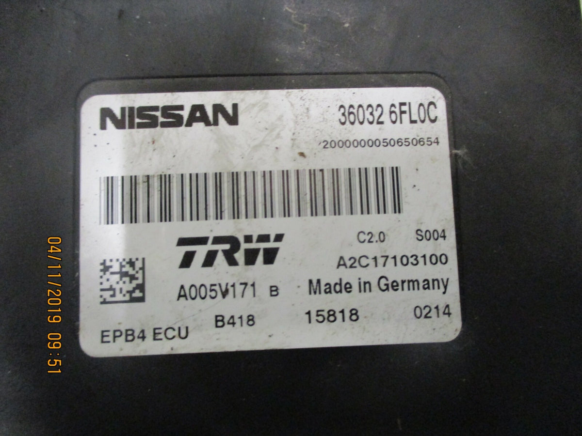 NISSAN QASHQAI J11 PARKING HANDBRAKE BRAKE ECU MODULE 360326FL0C A2C17103100
