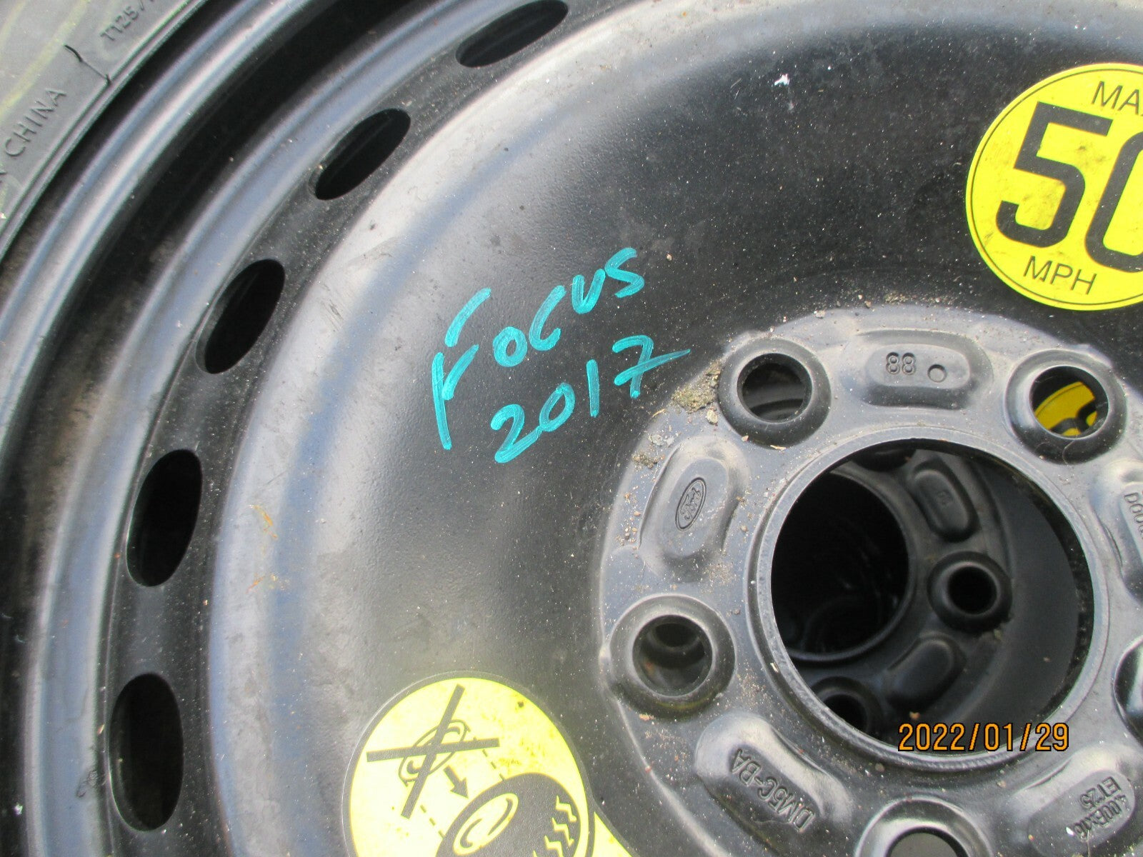 FORD FOCUS 2017 16 INCH SPACESAVER WHEEL WITH TYRE T125/70R16