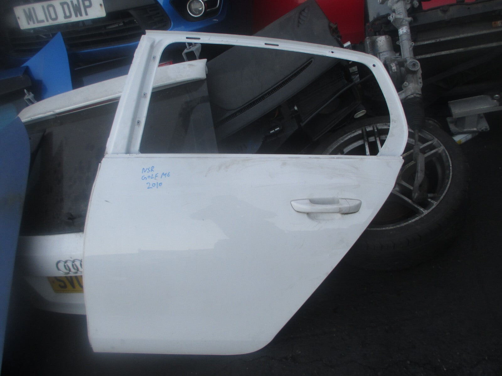 VW VOLKSWAGEN GOLF MK6 2010 HATCHBACK NSR PASSENGER SIDE REAR BARE DOOR WHITE