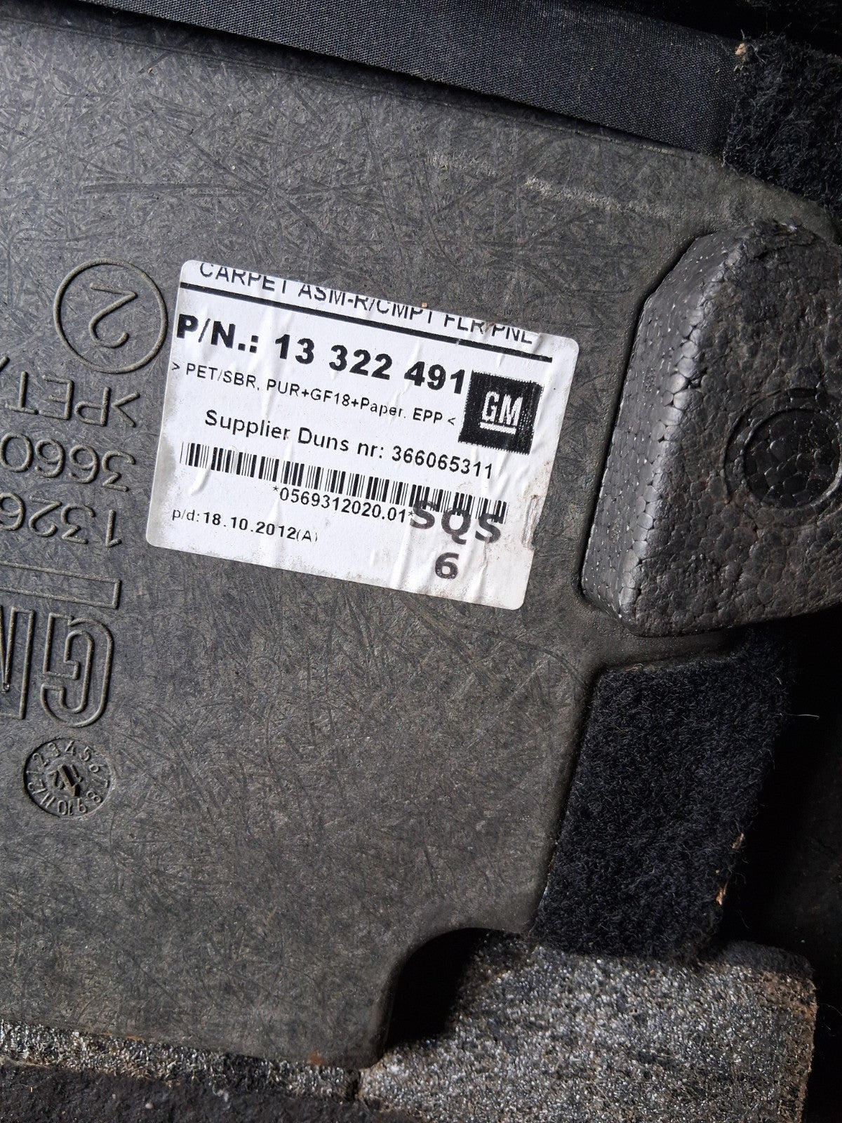 2013 VAUXHALL ASTRA J MK6 ESTATE REAR BOOT FLOOR PANEL 13322491