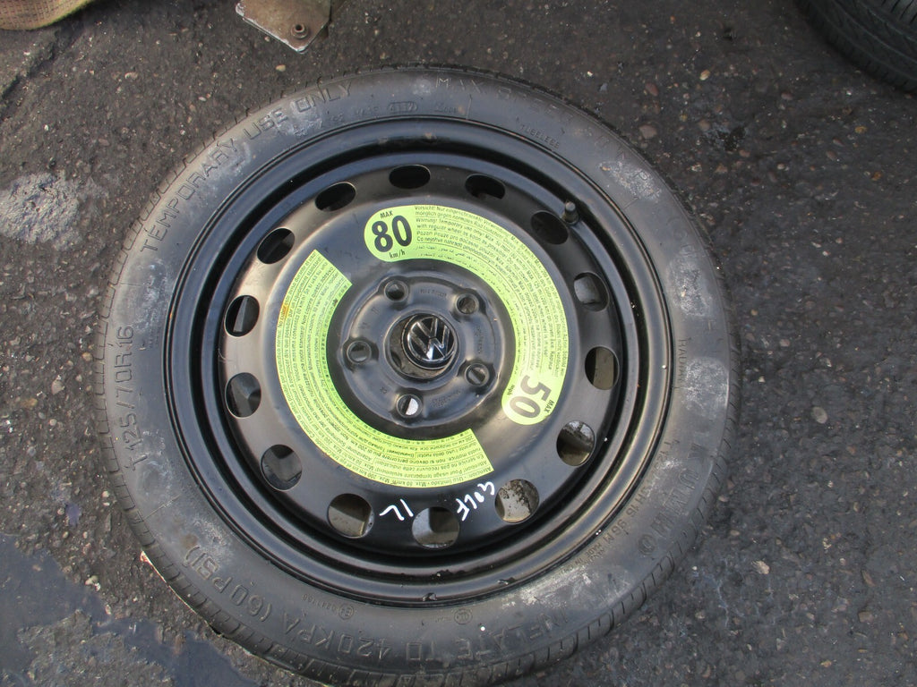 2012 VW VOLKSWAGEN GOLF MK7 SPACESAVER WHEEL WITH TYRE T125/70R16