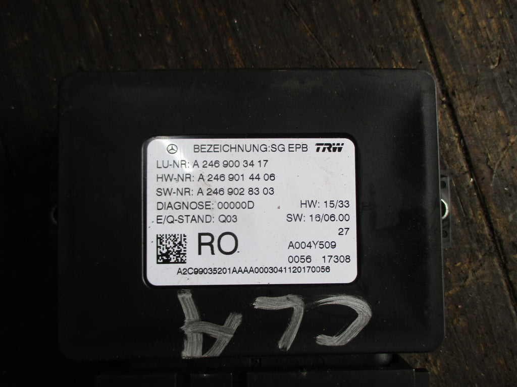 MERCEDES BENZ CLA 2017 PARKING BRAKE CONTROL MODULE A2469003417