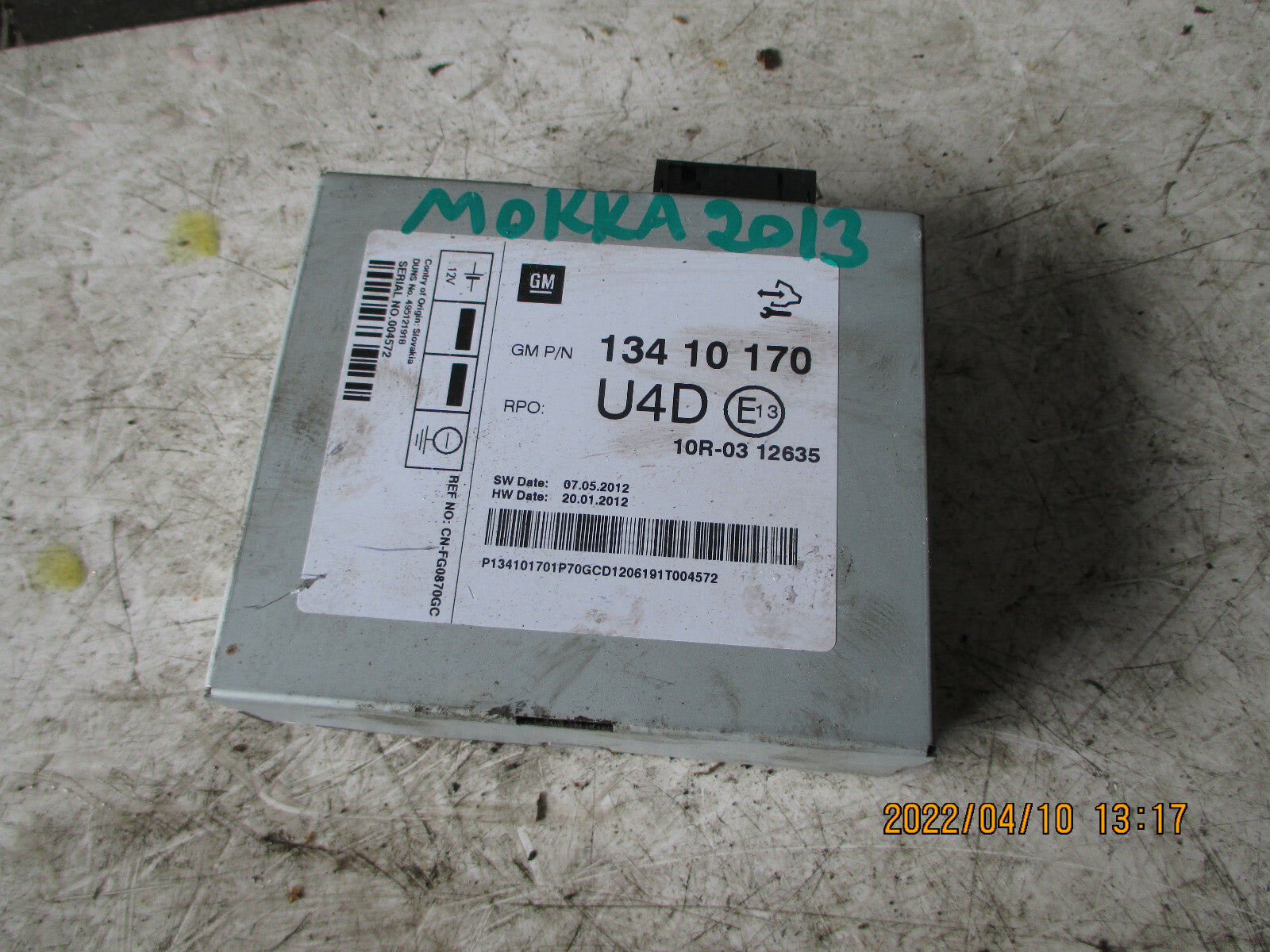 VAUXHALL MOKKA 2013 RADIO RECEIVER MODULE 13410170