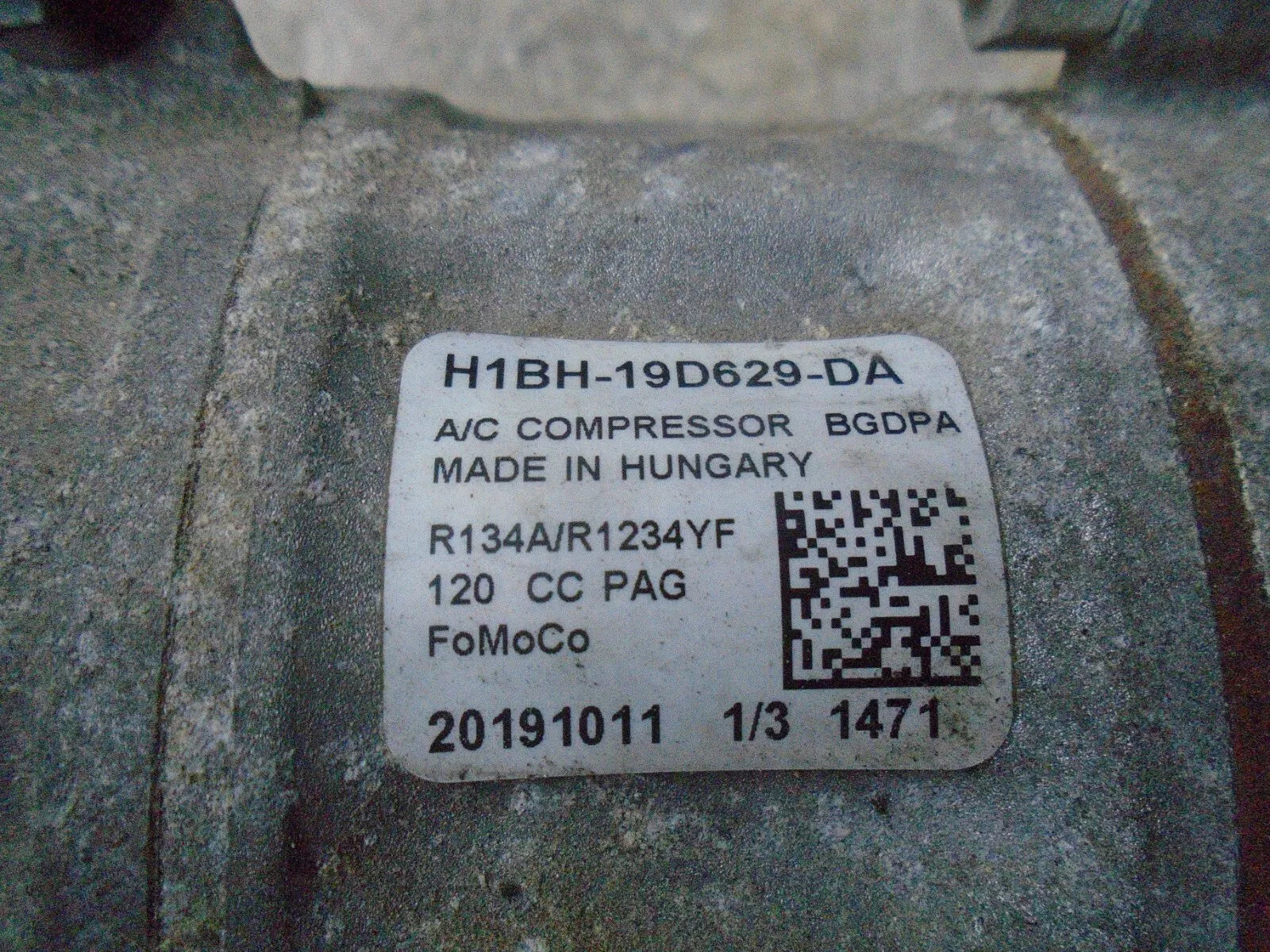 2019 FORD FIESTA 1.0 PETROL AIR CON COMPRESSOR PUMP H1BH19D629DA