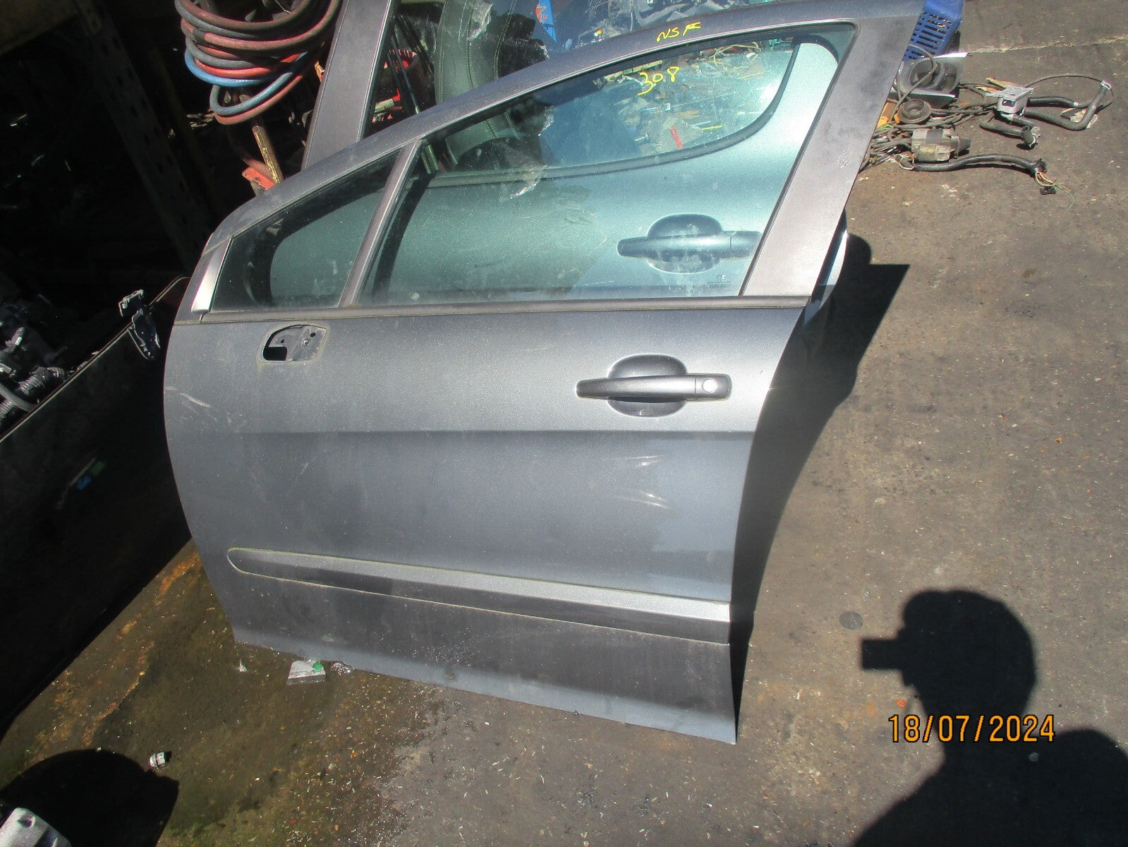 2009 PEUGEOT 308 MK1 NSF PASSENGER SIDE FRONT DOOR COMPLETE SHARK GREY KTP
