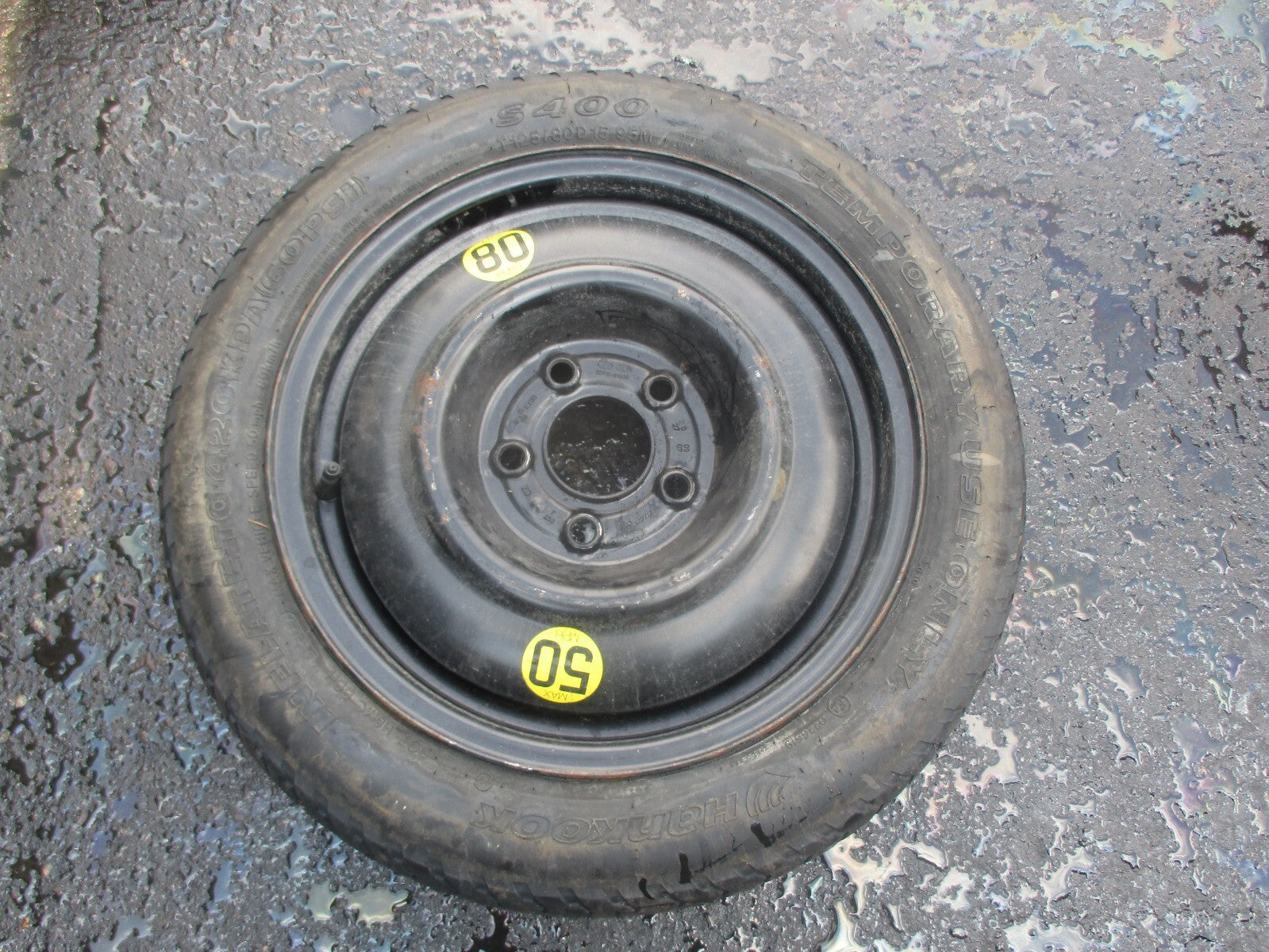 KIA CEED 2007 SPACE SPACER WHEEL WITH TYRE T125/80D15