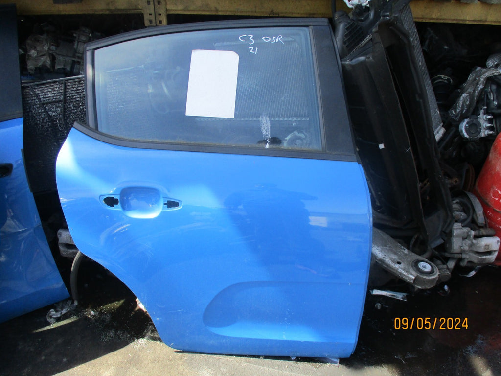 2020 CITROEN C3 MK3 OSR DRIVER SIDE REAR DOOR BLUE EJY COBALT