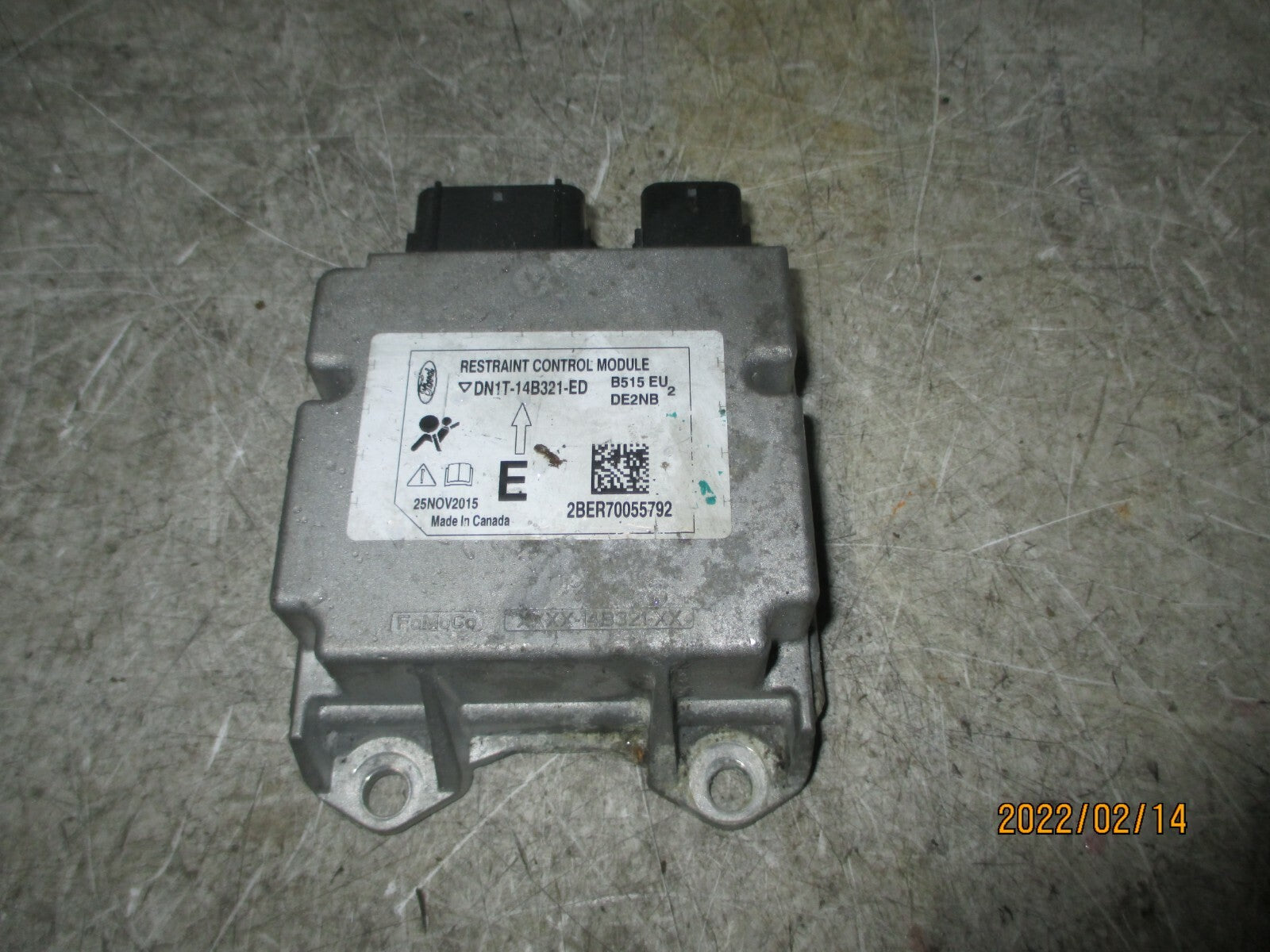 FORD ECOSPORT 2016 SAFETY  BAG CONTROL MODULE ECU DN1T14B321ED