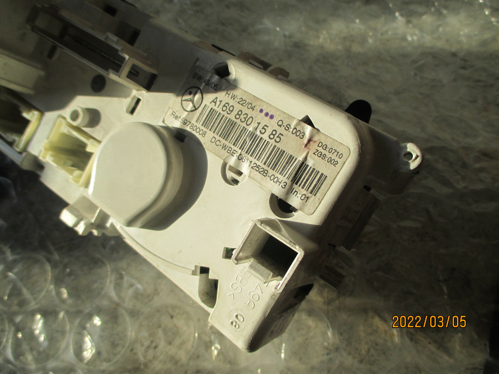 MERCEDES BENZ A CLASS 2007 HEATER AC CLIMATE CONTROL SWITCH PANEL A1698301585