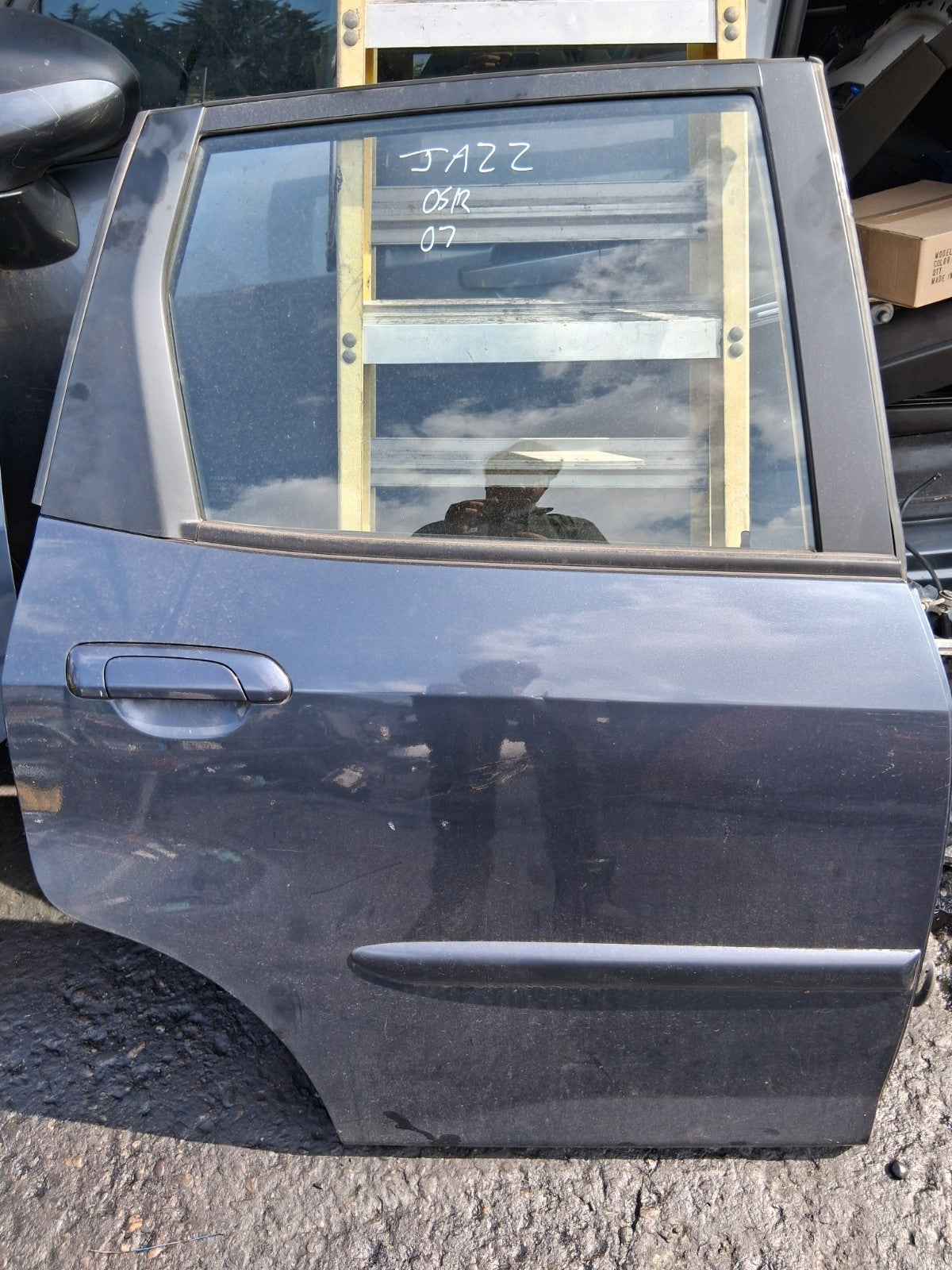 2007 HONDA JAZZ MK2 OSR DRIVER SIDE REAR RIGHT COMPLETE DOOR BLUE