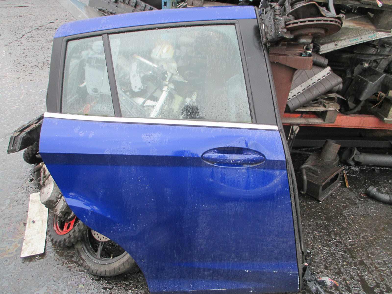 FORD B MAX 2017 OSR DRIVER SIDE REAR SLIDING COMPLETE DOOR BLUE