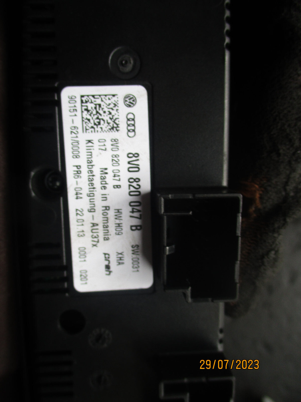 AUDI A3 2013 HEATER CONTROL PANEL SWITCH 8V0820047B