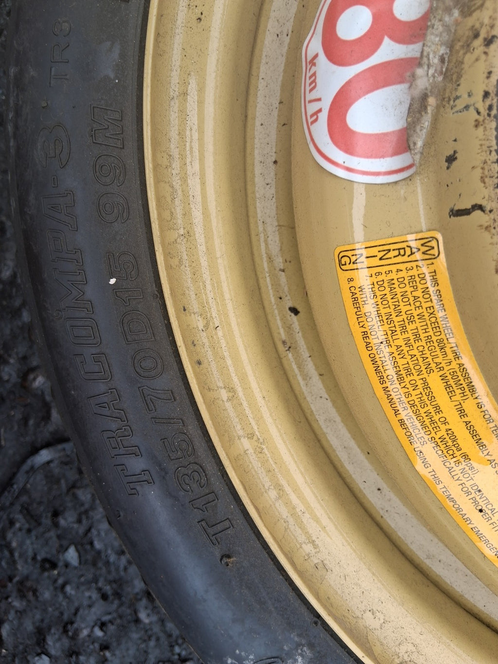 2005 HONDA CIVIC MK7 15 INCH STEEL SPACE SAVER SPARE WHEEL WITH TYRE 135/70D15