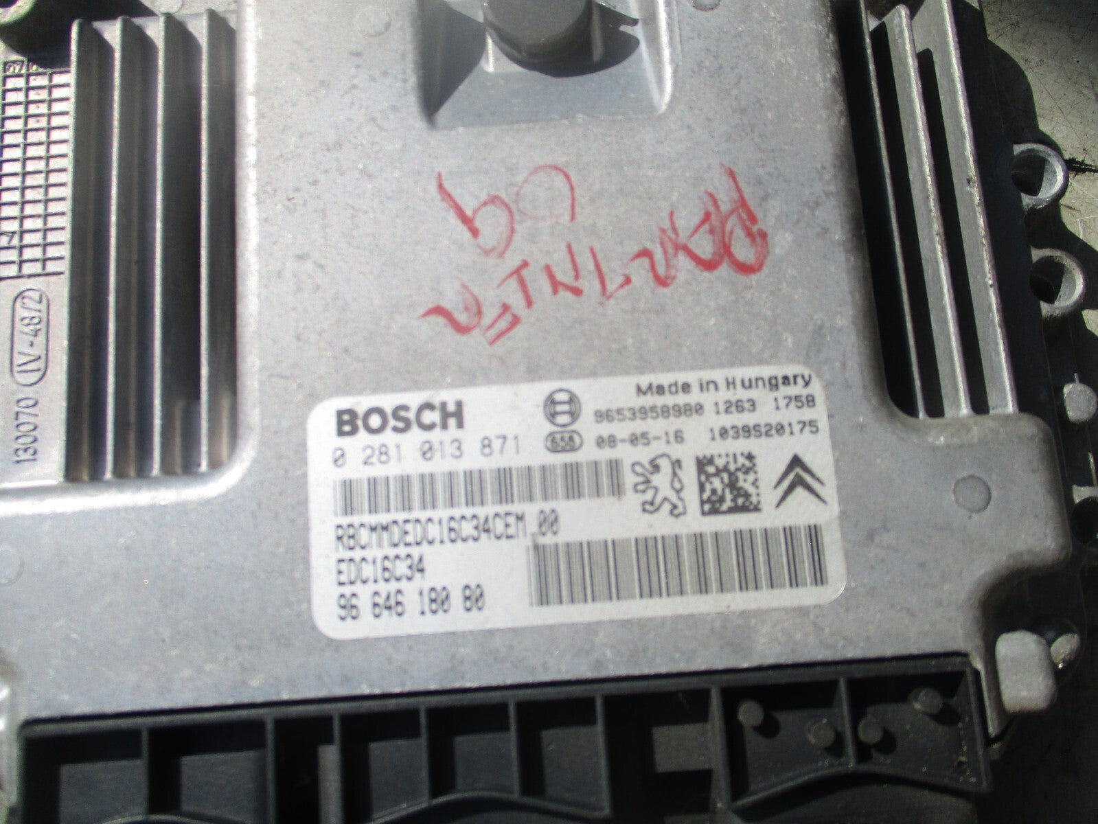 2009 PEUGEOT PARTNER MK2 1.6 HDI ECU ENGINE CONTROL MODULE 9664618080
