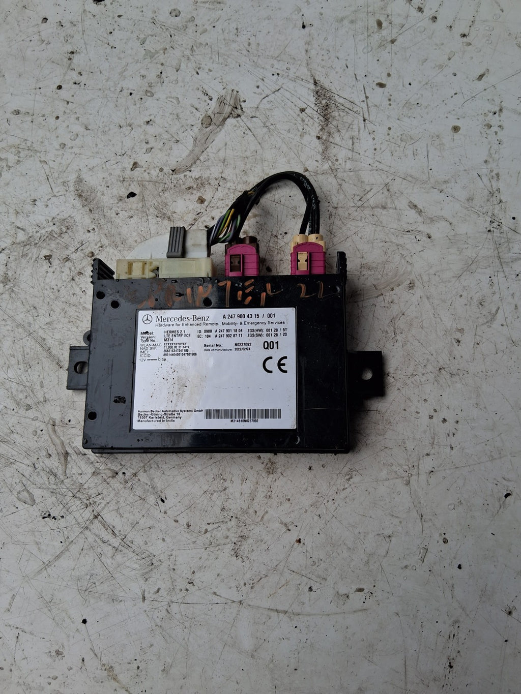 2023 MERCEDES SPRINTER W907 RADIO CONTROL UNIT TELEMATICS MODULE ECU A2479004315