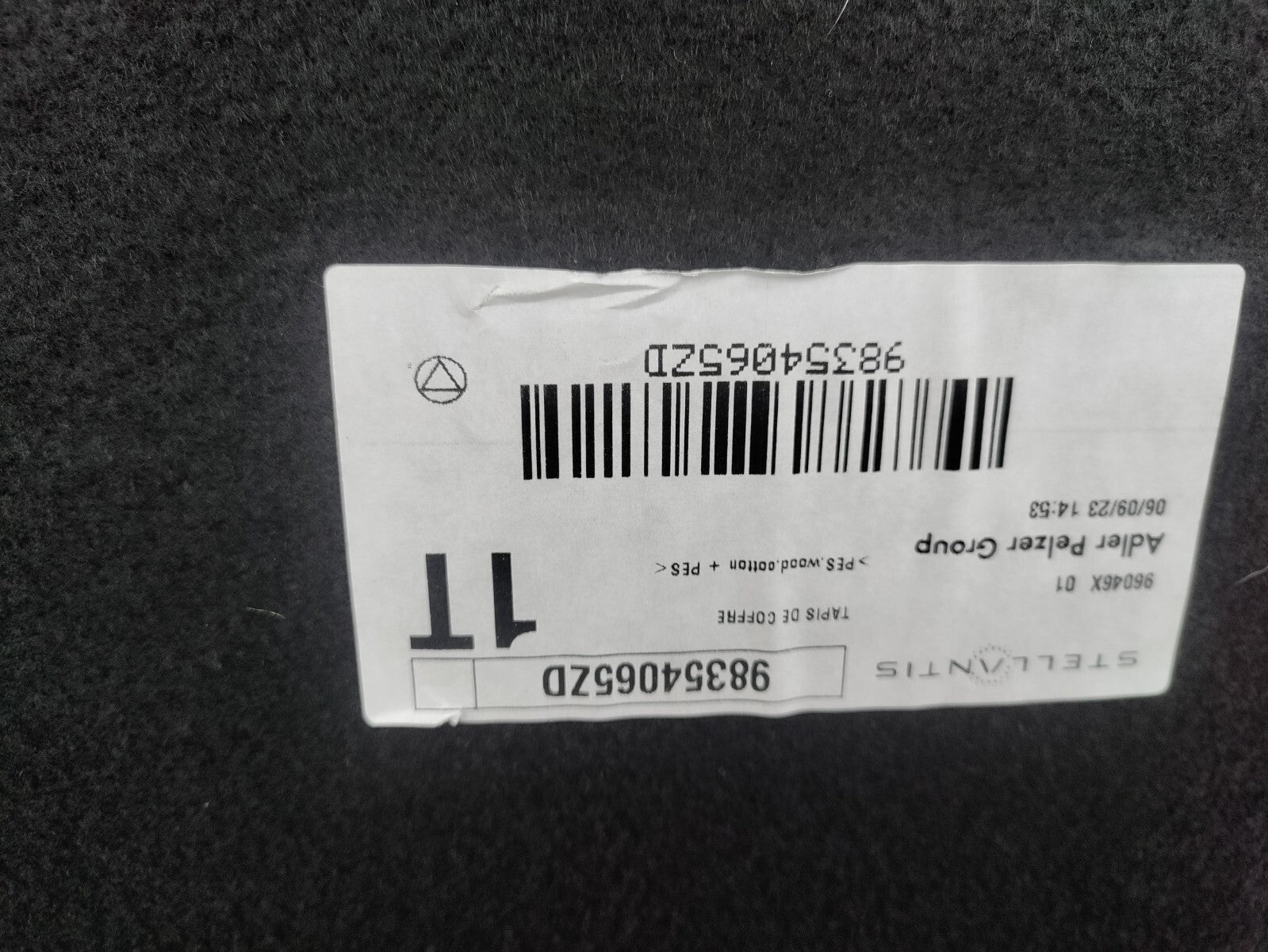 2023 VAUXHALL ASTRA L MK8 BOOT FLOOR CARPET 98354065ZD