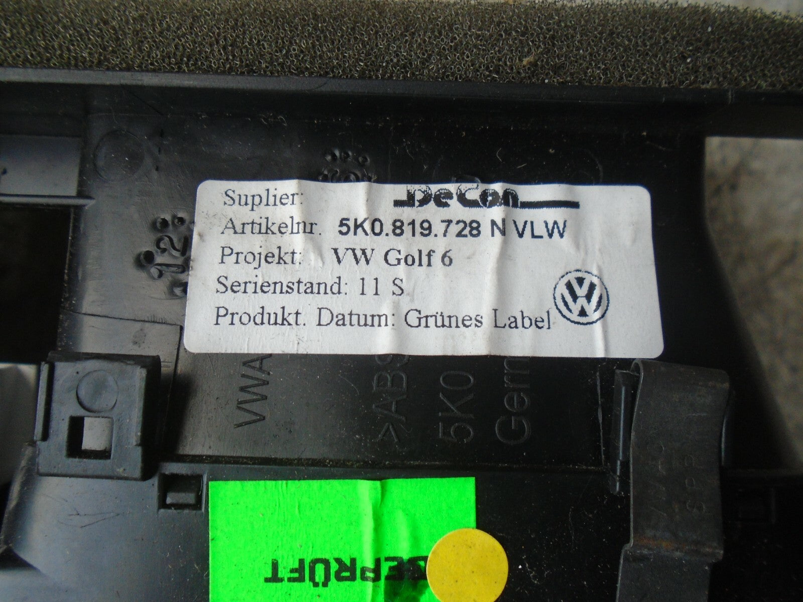 VOLKSWAGEN GOLF 2012 MK6 CENTRE DASHBOARD AIR VENTS 5K0819728