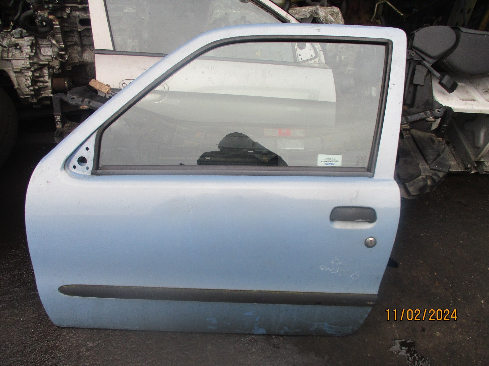 FIAT SEICENTO 2002 3 DOOR NS PASSENGER SIDE COMPLETE DOOR BLUE