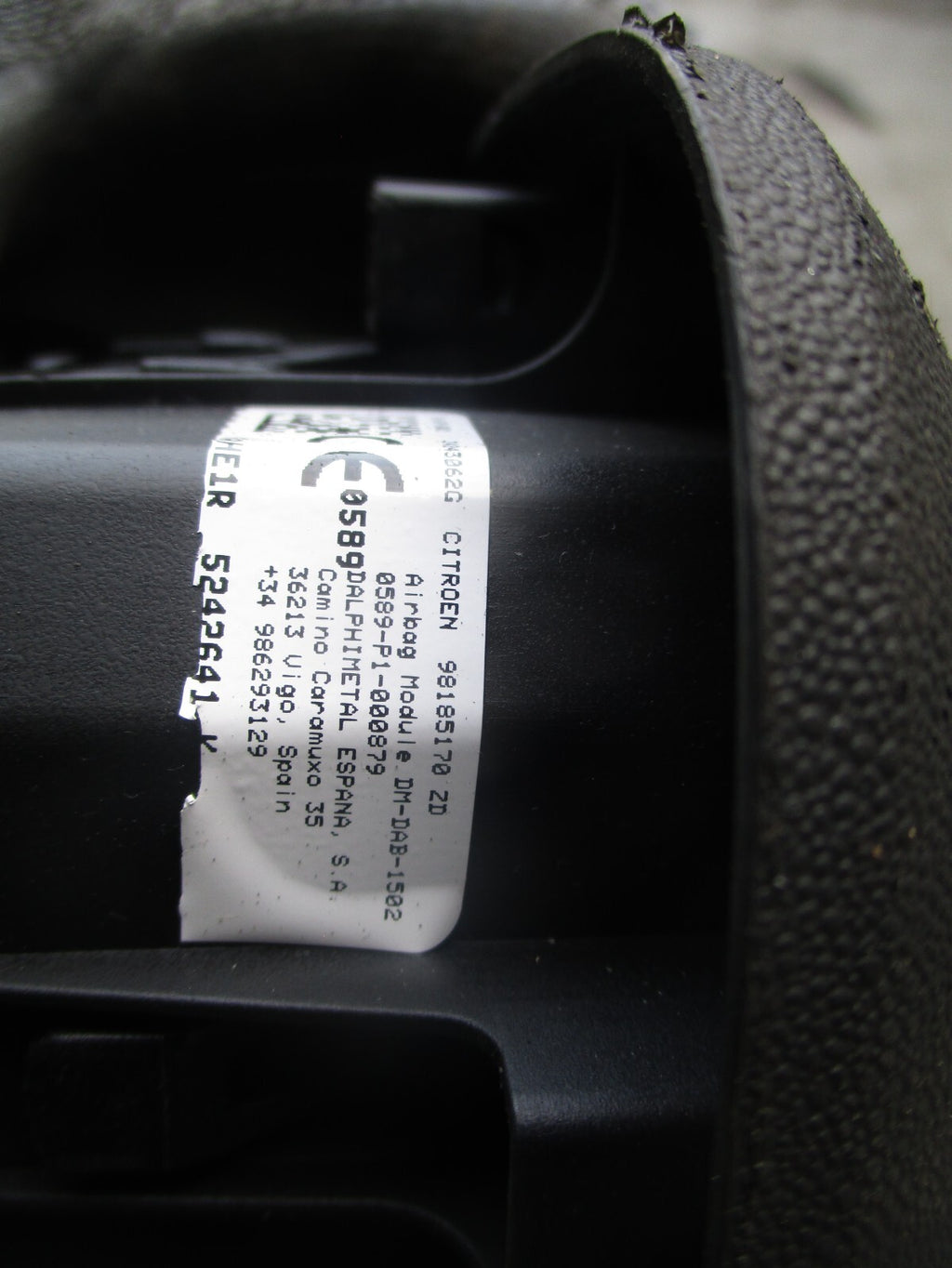 2021 CITROEN BERLINGO MK3 K9 OS DRIVER SIDE STEERING AIRBAG 98185170ZD