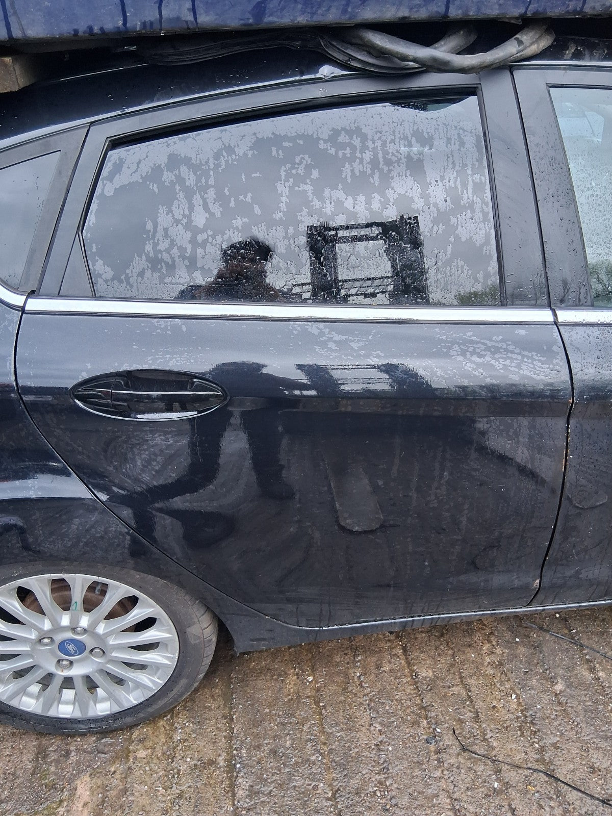 2014 FORD FIESTA MK7 OSR DRIVER SIDE REAR RIGHT COMPLETE DOOR PANTHER BLACK DC