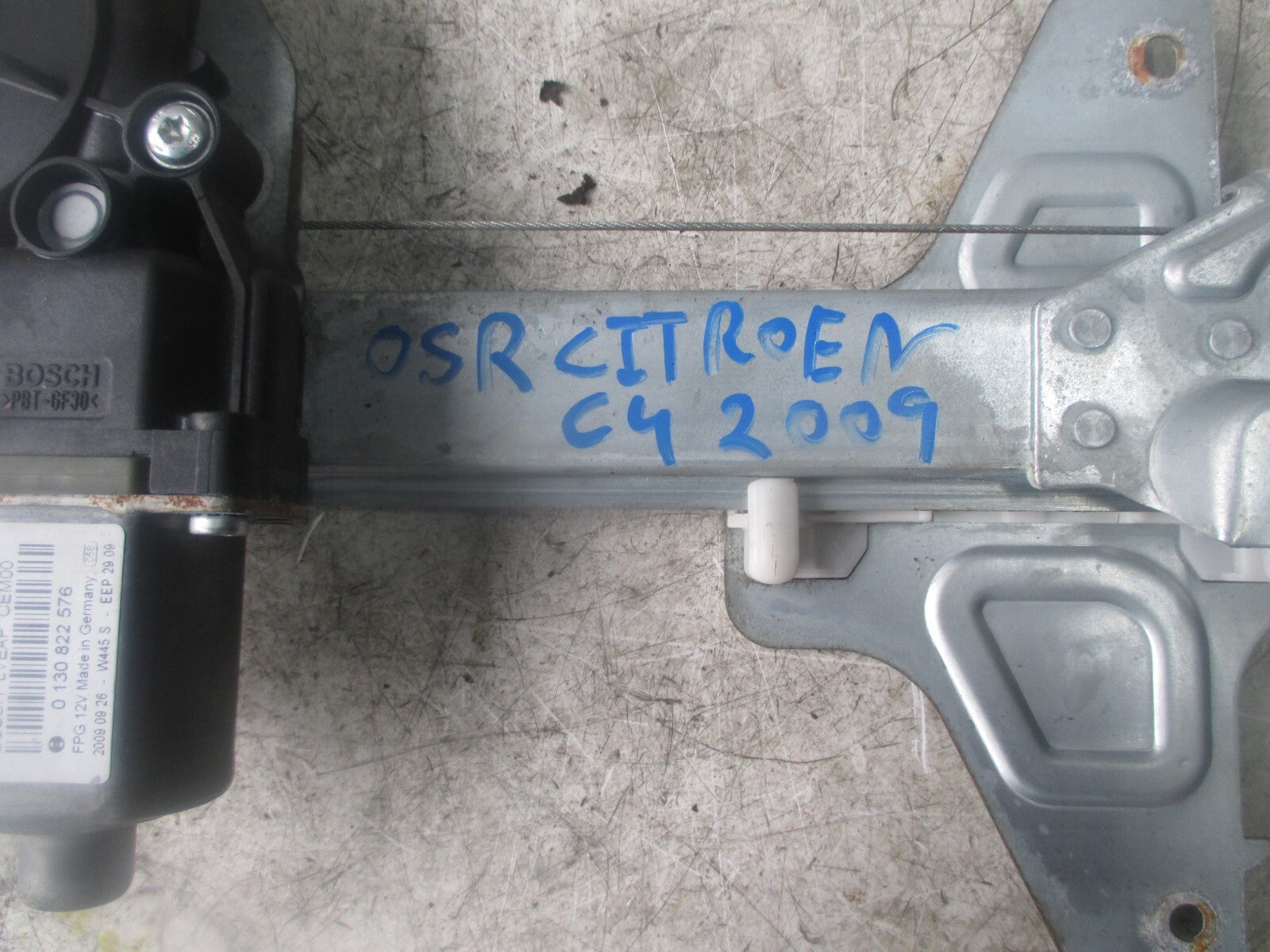 2009 CITROEN C4 OSR REAR WINDOW MOTOR REGULATOR 0130822576