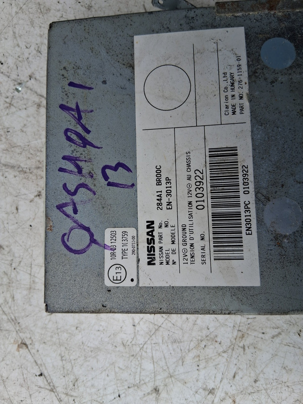 2013 NISSAN QASHQAI J10 CAMERA CONTROL MODULE ECU 284A1BR00C