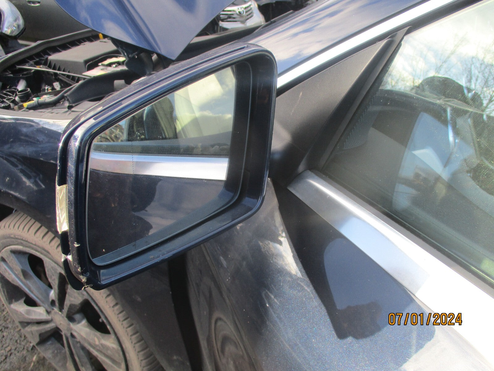 MERCEDES BENZ CLA 2016 C117 NS PASSENGER SIDE MANUAL FOLD WING MIRROR LUNAR BLUE