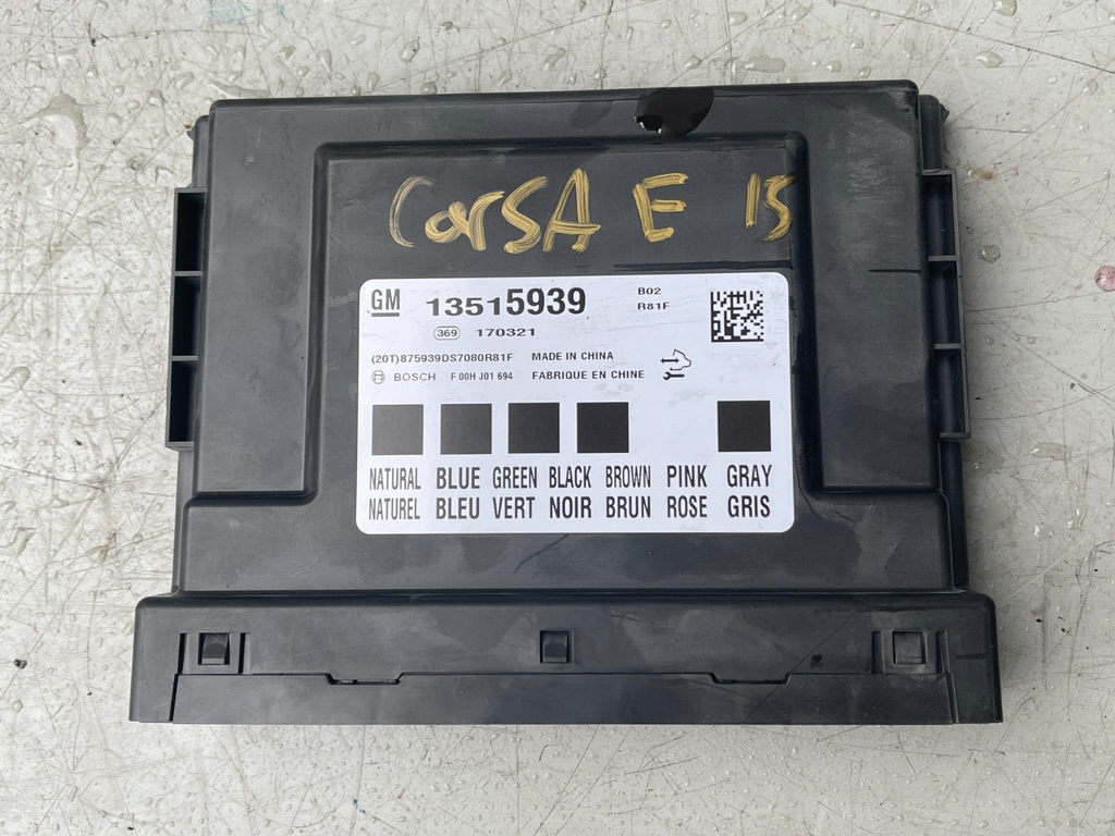 VAUXHALL CORSA E 2015 BODY CONTROL MODULE UNIT 13515939