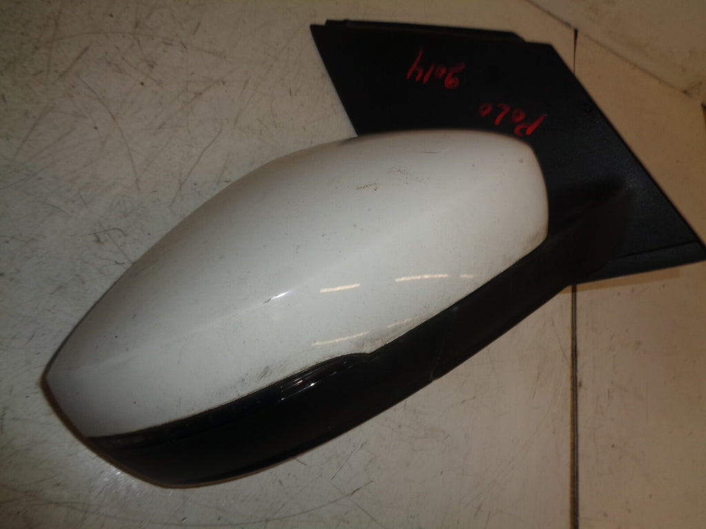 VW VOLKSWAGEN POLO 6R OS DRIVER SIDE MANUAL WING DOOR MIRROR WHITE 6R2857502BE