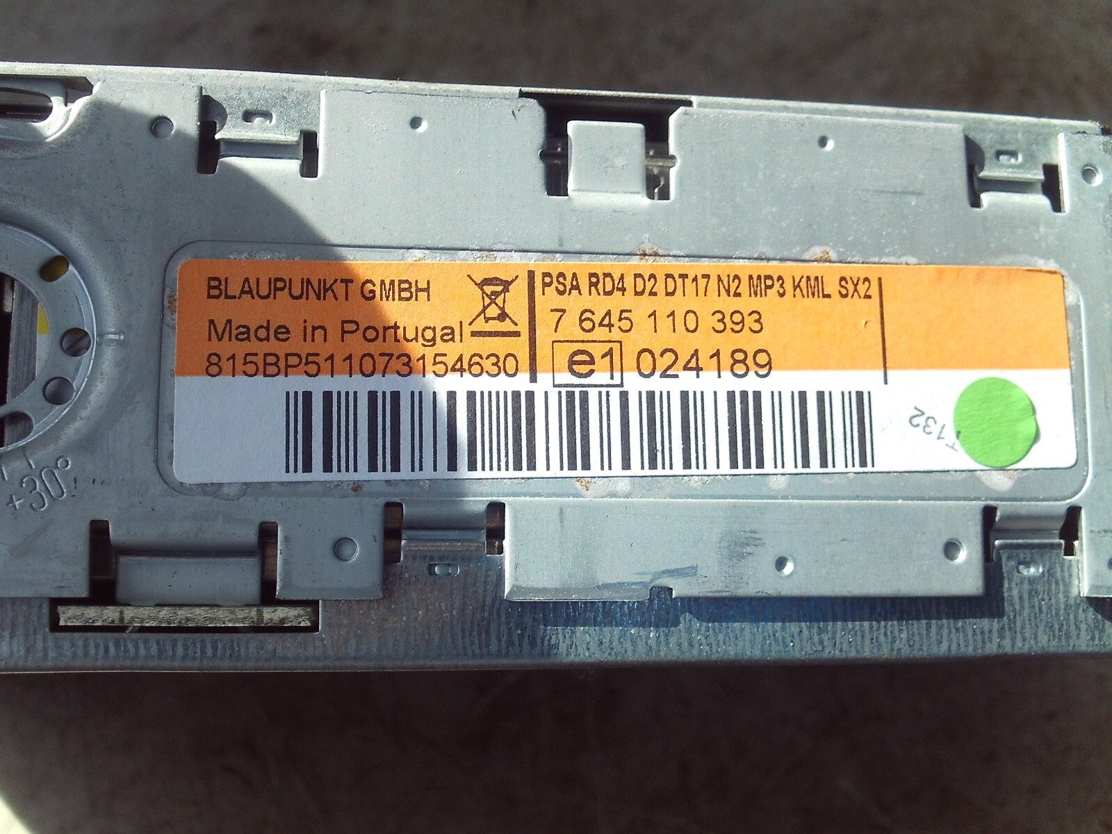 2007 PEUGEOT 407 CD RADIO MEDIA PLAYER UNIT 96606476YP