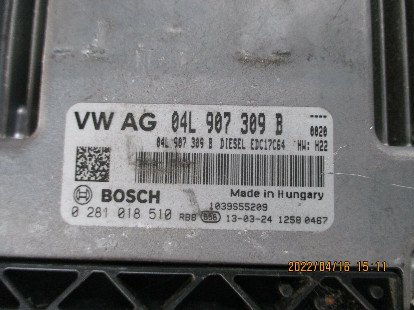 VW VOLKSWAGEN GOLF 2018 MK7 ENGINE CONTROL MODULE ECU 04L907309