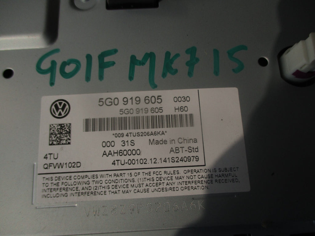 2015 VOLKSWAGEN GOLF MK7 SAT NAV MULTIMEDIA DISPLAY SCREEN UNIT 5G0919605