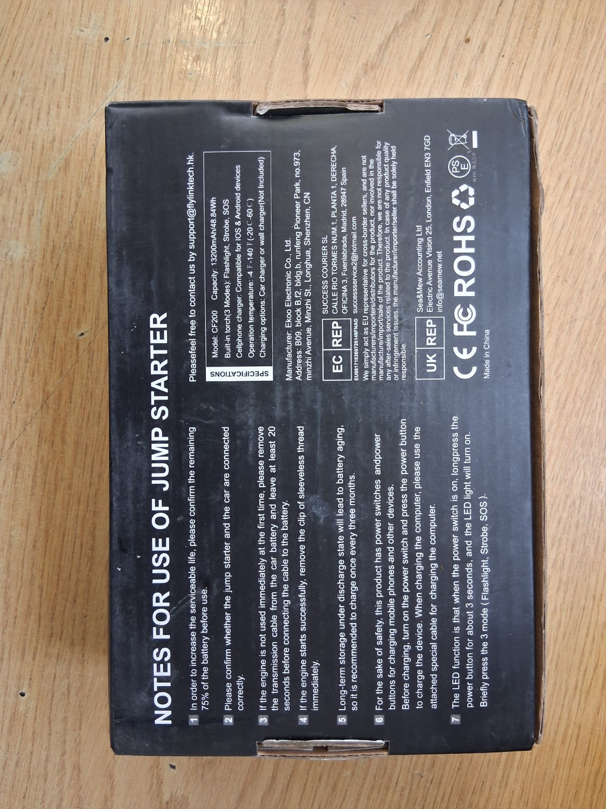 FLYLINKTECH CF200 800A CAR JUMP STARTER BATTERY BOOSTER