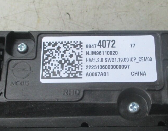 2023 VAUXHALL GRANDLAND RADIO STEREO CONTROL SWITCH PANEL 98474072