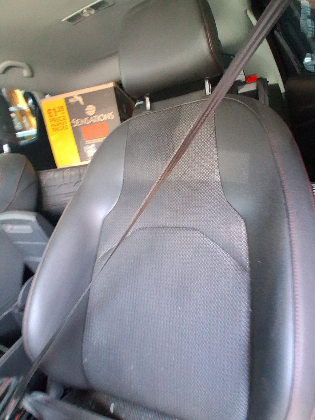 2015 SEAT LEON FR MK3 NS PASSENGER FRONT COMPLETE SEAT HALF LEATHER RED STITCHES