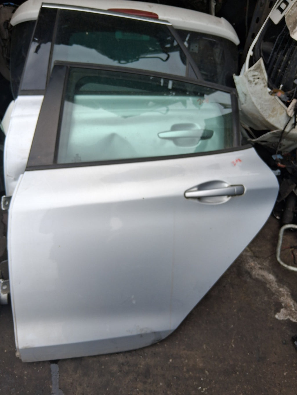 2012 PEUGEOT 208 NSR PASSENGER SIDE REAR LEFT COMPLETE DOOR SILVER