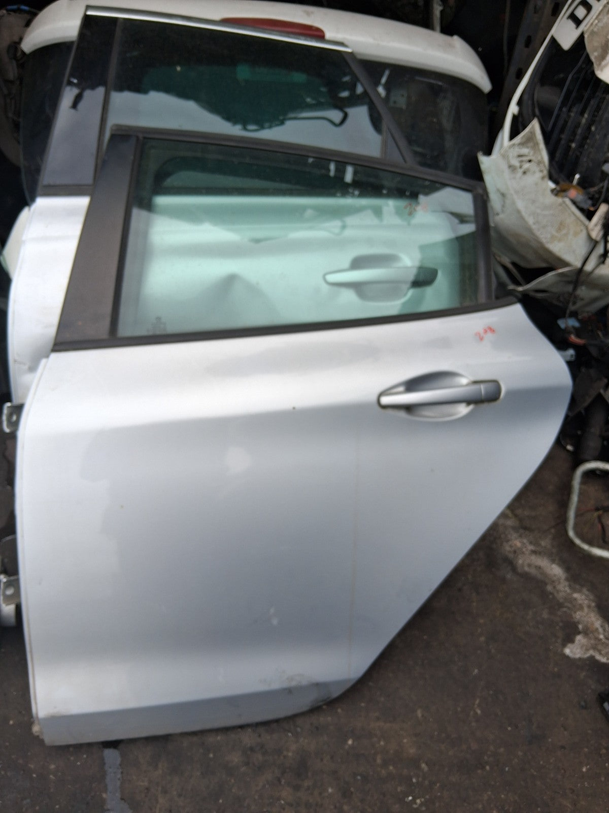 2012 PEUGEOT 208 NSR PASSENGER SIDE REAR LEFT COMPLETE DOOR SILVER