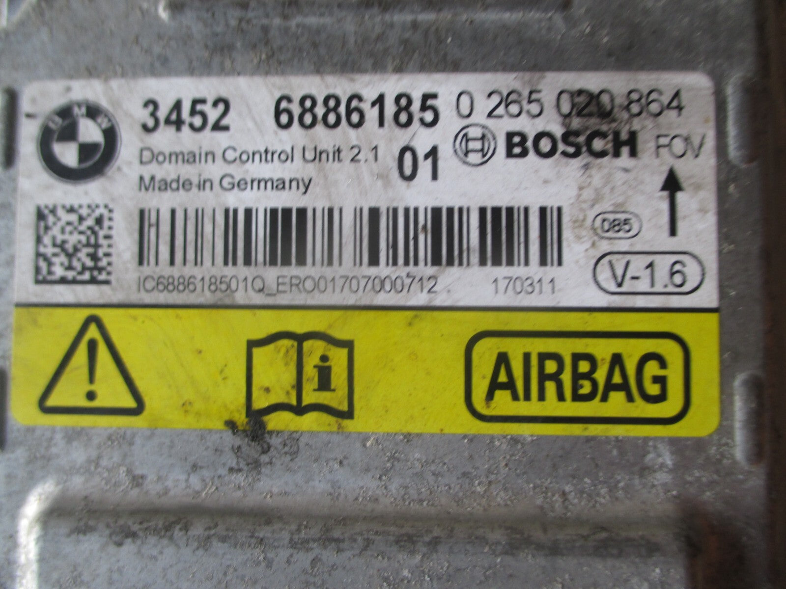 BMW F30 3 SERIES 2017 AIRBAG CONTROL ECU MODULE UNIT  6886185