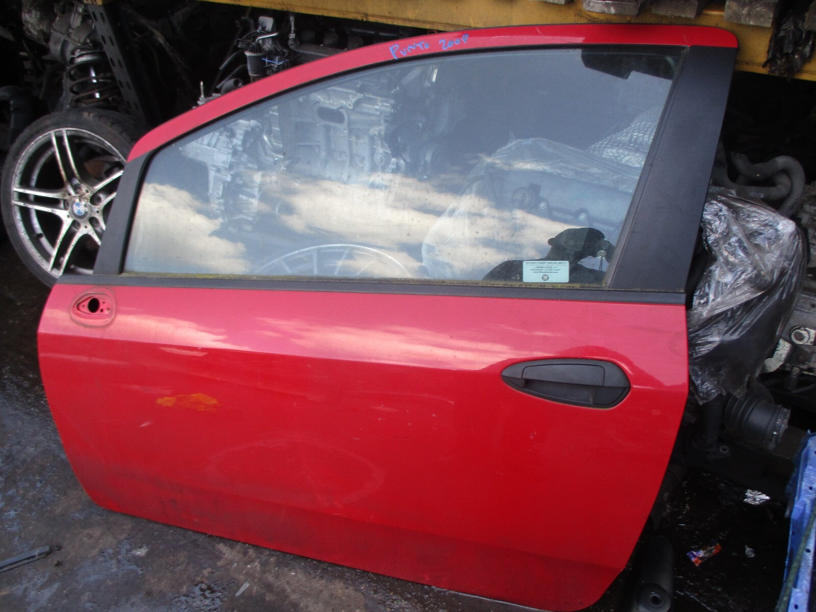 FIAT GRANDE PUNTO MK3 2008 OS 3 DOOR DRIVER SIDE BARE DOOR RED