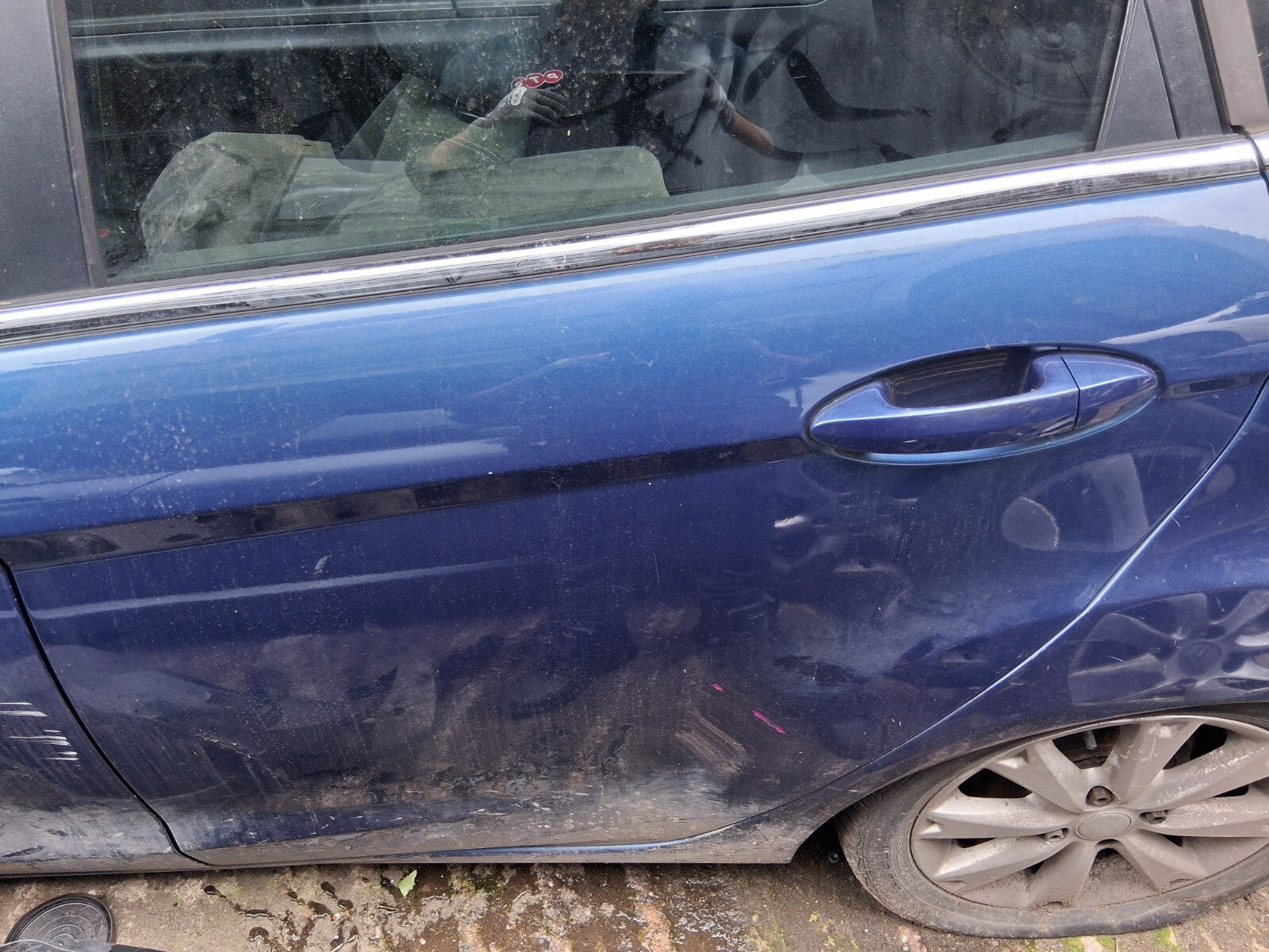 2010 FORD FIESTA MK7 NSR PASSENGER SIDE REAR LEFT COMPLETE DOOR OCEAN BLUE