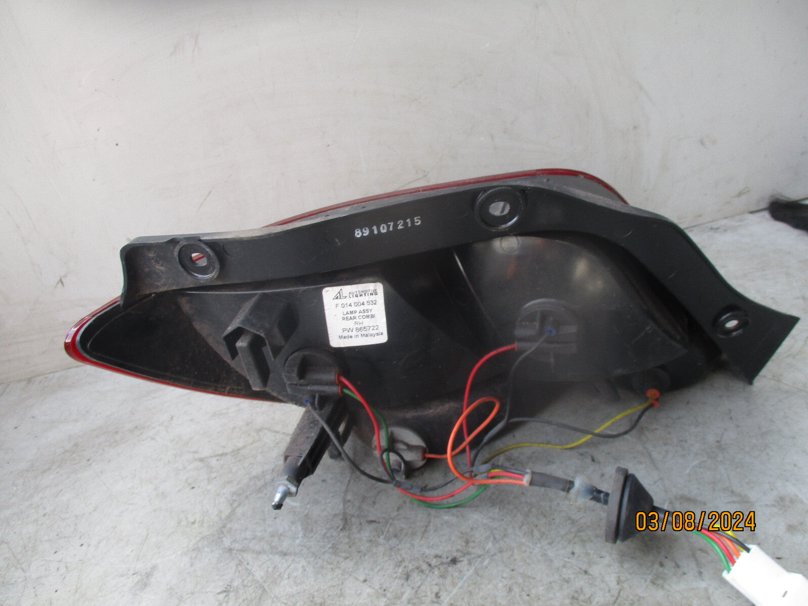 2009 PROTON SAVVY OSF DRIVER  SIDE REAR TAIL LIGHT PW865722