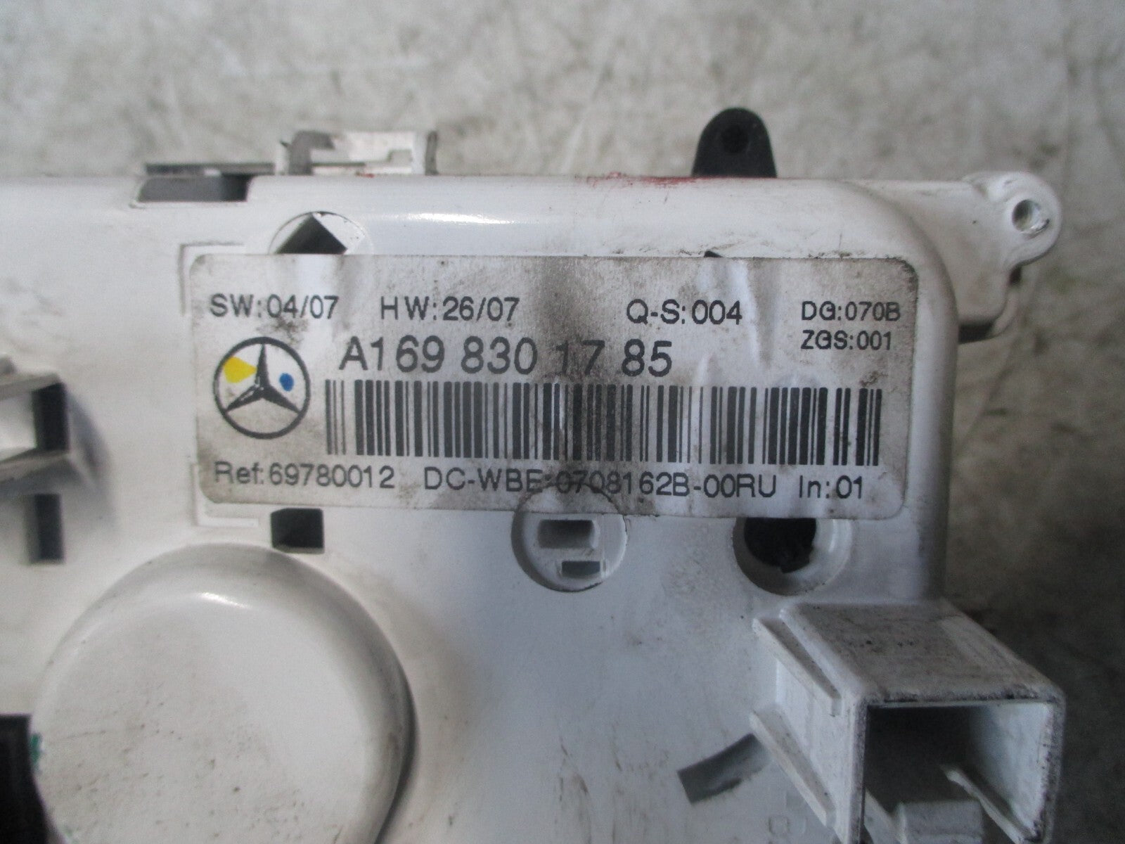 MERCEDES BENZ A CLASS 2006 W169 HEATER AC CLIMATE CONTROL SWITCH A1698301785