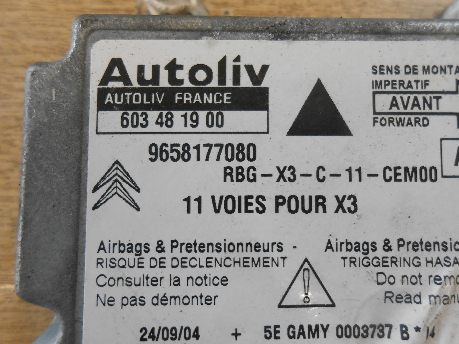 CITROEN C5 DC (MK1) 2002 AIR BAG CONTROL MODULE CRASH ECU UNIT 9658177080