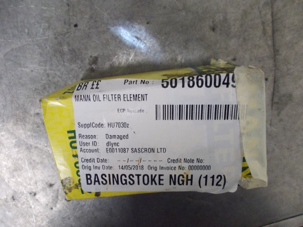 MANN OIL FILTER ELEMENT WHITE (DAMAGED) 501860049