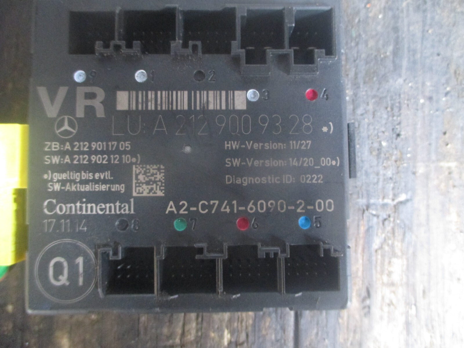 MERCEDES-BENZ C CLASS 2014 OSF FRONT DOOR CONTROL MODULE A2129009328