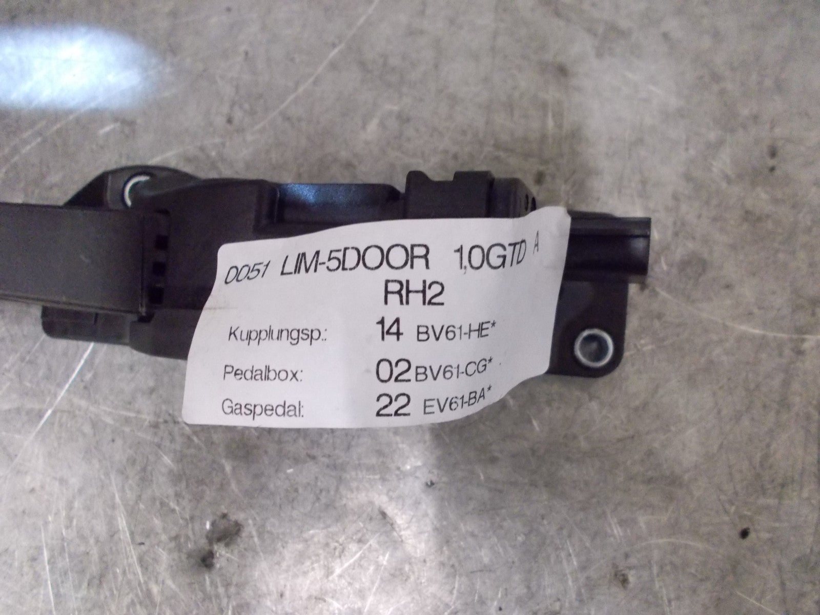 FORD FOCUS 2017 MK3 1.0 ELECTRIC ACCELERATOR PEDAL EV619F836BA