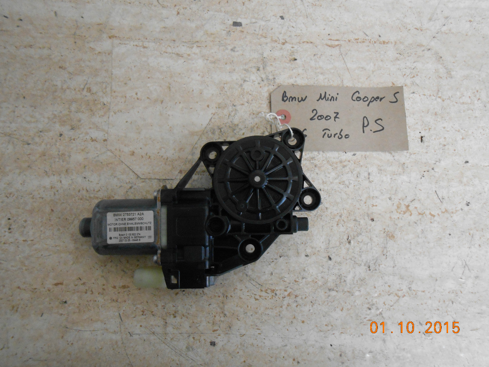 BMW MINI COOPER S 2007 R56 NS PASSENGER SIDE ELECTRIC WINDOW MOTOR ONLY 2753721