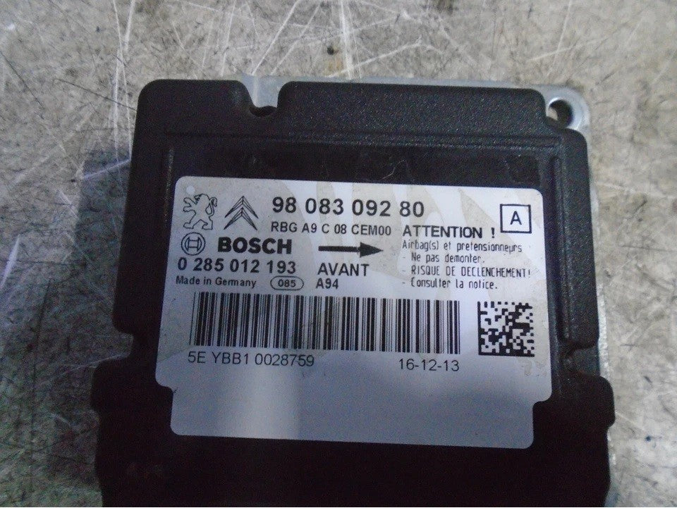 PEUGEOT 2008 2014 AIR BAG ECU MODULE 9808309280