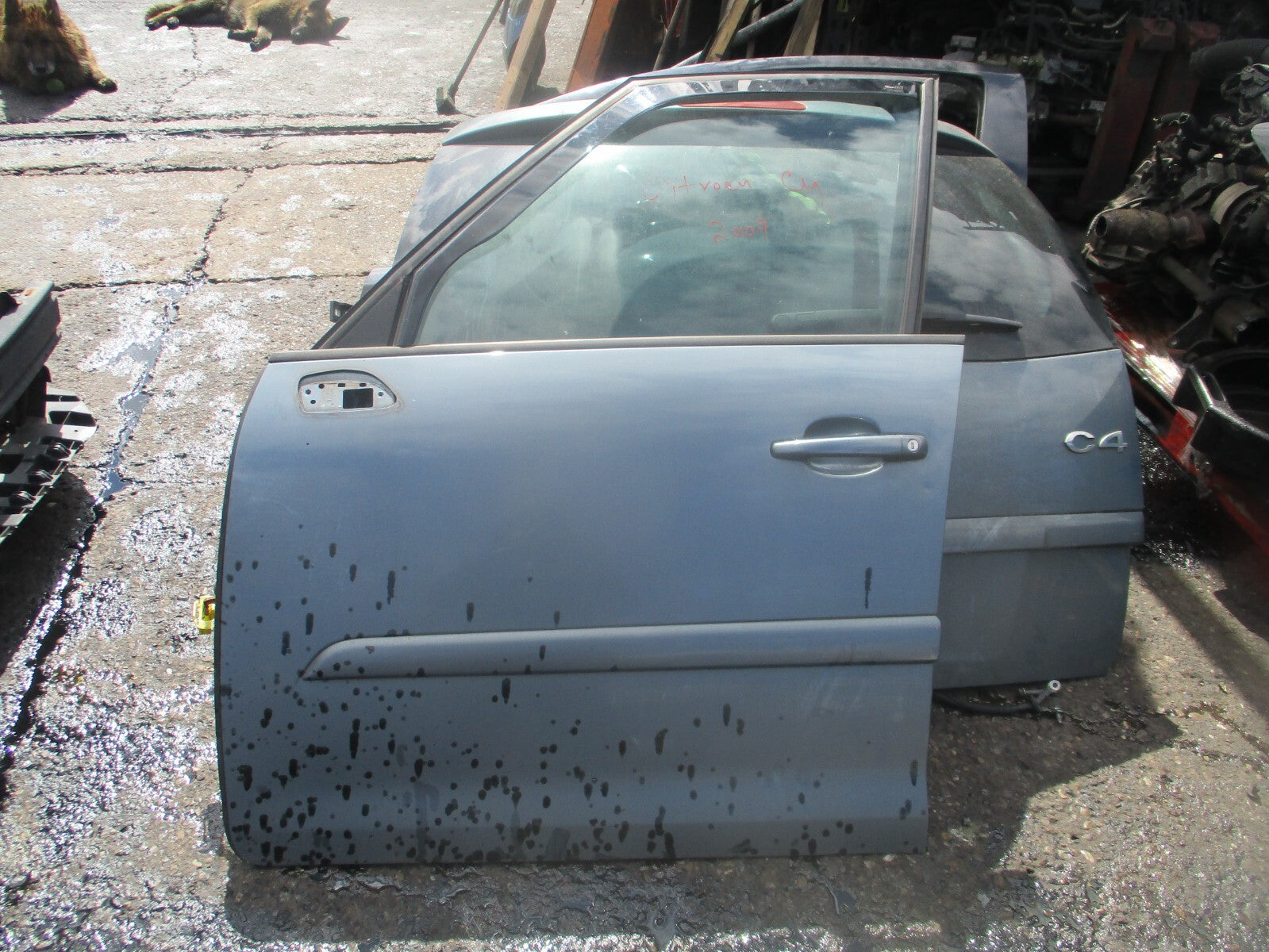 2009 CITROEN C4 GRAND PICASSO NSF PASSENGER SIDE FRONT DOOR GREY